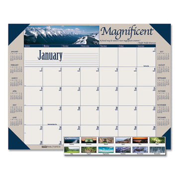 House of Doolittle™ Earthscapes Recycled Monthly Desk Pad Calendar, Motivational Photos, 22 X 17, Blue Binding-corners, 12-month (jan-dec): 2022 freeshipping - TVN Wholesale